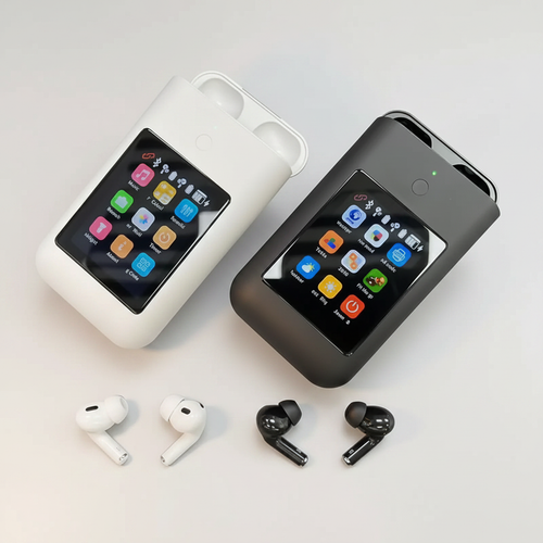 Auriculares con estuche pantalla táctil - foto profesional